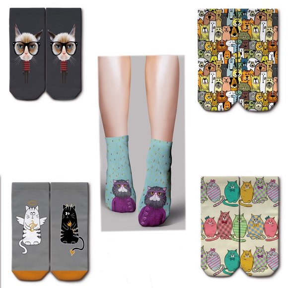 Oyo Concept Accessories - Cat Socks - 5 Pairs with Different Designs